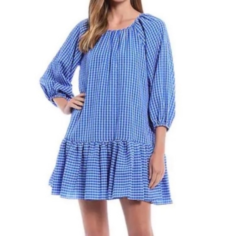 LDT Rachel Ruffle Hem Plaid Dress